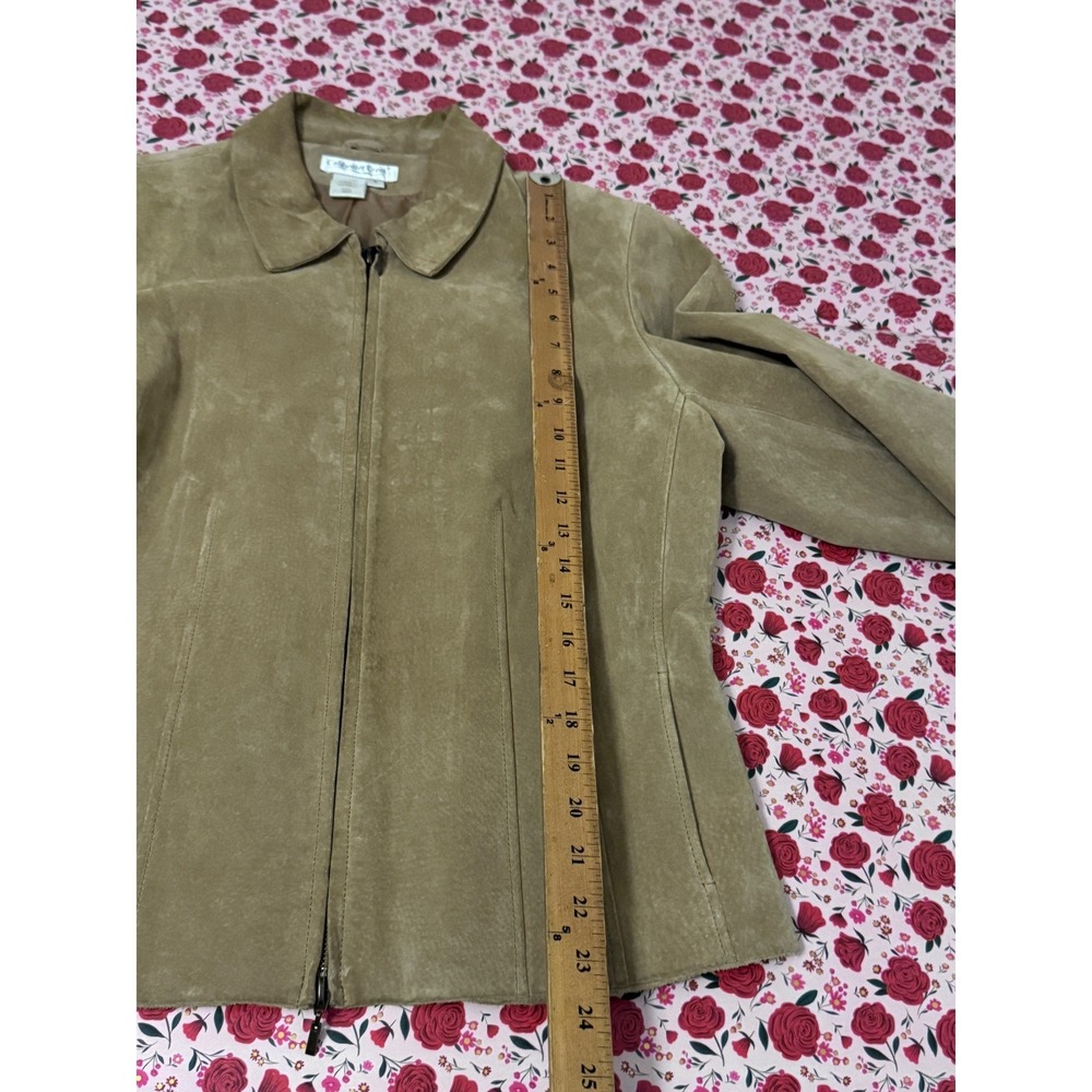 Coldwater Creek Womens Tan Suede Leather Full Zip Jacket Tan Brown Size L d3 - Picture 7 of 7